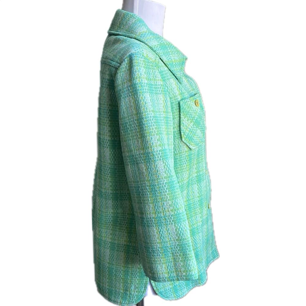 VTG 70s JACK WINTER Plaid Tweed Button Down Shirt Jacket Shacket Womens S / M‎ - Picture 3 of 10